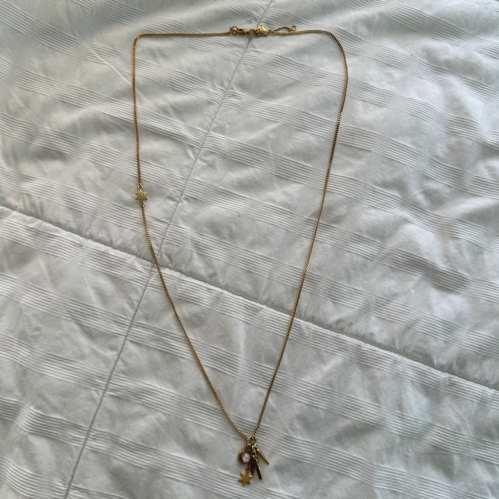 Gold Charm Necklace with Star and Gem Accents - Picture 2 of 5